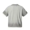 Yidao Vintage 2026 Verano Nuevo Retro Americano Teñido Sucio Estampado Diseño Patchwork Cuello Redondo Corte Holgado Unisex Camiseta de Manga Corta