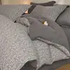 Sencillo Juego de Cuatro Piezas Jacquard Clase A 100% Algodón Cepillado para Otoño/Invierno Funda Nórdica Cálida Lujo Ligero Sensación de Alta Gama Estilo Sábana Bajera para Dormitorio Principal