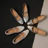 Zapatos Mary Jane ultra suaves de piel de oveja estilo coreano para mujer, con tacón oculto, puntera poco profunda y diseño de una sola tira, perfectos para primavera y verano