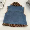 Colete Jeans Macio para Meninas com Forro de Lã Inverno 2025 Novo Colete Externo Espessado para Crianças, Jaqueta Jeans Estilosa Sem Mangas