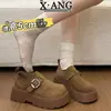 Nuevos Zapatos de Mujer Primavera y Verano 2026, Zapatos estilo Birkenstock de Cobertura Total en Piel Genuina, Zapatos de Suela Gruesa para Aumentar la Altura para Combinar con Faldas, Mocasines de Mujer
