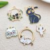 Colgante de gato de aleación de aceite goteado, colgante, lindo, joyería DIY, llavero, pulsera, aretes, accesorios de dibujos animados al por mayor