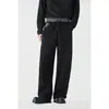 Sanhomme Calça Casual Longa de Retalhos Xadrez Tendência Estilo Americano Cintura Elástica Perna Larga Solta Calça de Moletom Esportiva Masculina 3155