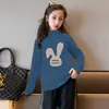 Y2408# camisa interior de terciopelo alemán de cuello alto y manga larga para otoño e invierno de niñas, nueva versión coreana infantil, abrigo informal cálido Joker