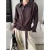 Cisnann Colección Otoño Nueva Camisa de Tencel y Lino Estilo Oficina Cuello Solapa Botón Diagonal Cinturón Ceñido Adelgazante SN9273