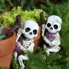 Enfeites de Halloween Transfronteiriços Novo Conjunto de Dois Pingentes de Caveira de Resina Vasos de Flores para Pátio Externo Decorações de Mesa para Varanda
