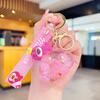 Boneca de urso garrafa de areia movediça chaveiro de acrílico flutuando na barraca de óleo pequenos presentes atacado fofo pingente de mochila escolar