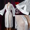 Nine Hours Pijama Transfronterizo Amazon Nuevo Sexy Camisón Bata de Encaje Bata de Baño Espalda Transparente Larga