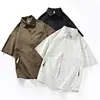 Exportación Transfronteriza Estilo Japonés Street Color Puro Verano Camisas de Manga Corta para Hombres y Mujeres Holgadas y Versátiles Estilo Bf Camisas y Chaquetas Casuales