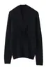 Nuevo Suéter de Punto para Mujer con Cuello en V Ajustado Rayado de Punto Cuello Cruzado Color Sólido Prendas de Punto Base 100% Cachemir