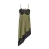 Roupas Femininas Europeias e Americanas Transfronteiriças no Aliexpress: Vestido Assimétrico de Renda com Textura de Cetim de Seda