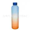 Copo de plástico de 1000ml Copo Espacial Grande Capacidade Gradiente Fosco Copo de Água Tampa de Cobre Puro Tritan Tampa de Aço Inoxidável