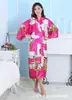 Amazon Transfronterizo Alargado Seda Mujer Estilo Japonés Dama Comercio Exterior Satín Bata de Noche Bata Abierta Ropa para el Hogar Dama Flor