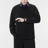 (Ventas Directas de Fábrica M-8XL) Sudadera Nueva de Otoño Estilo Americano, Peso Pesado, Cuello Polo, Talla Grande para Hombre, Corte Holgado, Falso Dos Piezas