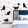 Fábrica de venta al por mayor de pegatinas de pared nueva serie Gato Negro combinación removible dibujos animados gato negro pegatinas de pared decorativas