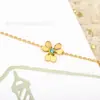 Fanjia Versión Alta Oro Rosa Pétalos Llenos de Diamantes Trébol Collar Pendiente de Flor de Trébol de un Solo Diamante Cadena para Clavícula