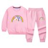 Suéter de algodón para niñas con unicornio conjunto de otoño 2022 Primavera y Otoño nuevo para niña pequeña estilo coreano deportivo dos piezas
