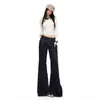 Laranja Juvenil # Jeans boca de sino de cintura baixa estiloso e chique para mulheres, corte solto, design emagrecedor, calças versáteis e modernas de comprimento total