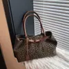Bolsa Satchel Tote de Ombro Único Estampa de Leopardo Retrô para o Trabalho Nova Tendência Outono 2025 Moda Estilosa Versátil Elegante Bolsa Grande