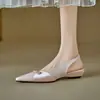 Sandalias para Mujer 2026 Nuevo Verano Estilo Francés Zapatos para Mujer Temperamento Versátil Suave Color Claro Sandalias con Lazo Puntiagudas