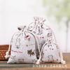 Nueva Bolsa de Almacenamiento de Juguetes Infantiles de Lino Estampado de Dibujos Animados Linda, Bolsillo de Lino, Algodón y Lino, Cordón, Vida Dispersa