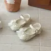 Sapatos de Princesa com Strass para Meninas com Laço, Sapatos de Couro com Solado Macio, Sapatos de Cristal, Sapatos de Salto Baixo para Primavera e Outono, Sapatos de Performance Infantil, Sapatos Sociais