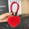 Lindo Conejo Rex Real Peluche Pequeño Corazón de Melocotón Llavero de Coche Colgante Lindo Bola de Felpa Corazón Mochila Escolar Colgante de Bolso Regalo