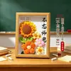 Regalo para el Día del Maestro: Adorno de marco de fotos de girasol de hilo tejido, decoración de marco de fotos de recuerdo