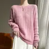 Suéter suave de cachemira y seda, nuevo estilo otoño e invierno, holgado y casual, de punto de manga larga, jersey de cuello redondo para mujer