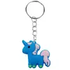 Colgante de Unicornio Lindo Dibujo Animado Caballo Pequeño Llavero de Bolsa Adorno Colgante PVC Goma Blanda Decoración de Llavero Colgante Pequeño