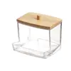 Caixa de algodão com revestimento de bambu, caixa para algodão de maquiagem, caixa para algodão removedor de maquiagem, caixa para joias, caixa organizadora dupla para guardar joias.