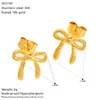 Pendientes de Acero de Titanio Chapados en Oro con Lazo Joker Transfronterizos de Alta Gama para Mujer Moda de Nicho Europea y Americana Joyería Exquisita al por Mayor