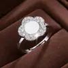 Anel Aberto Flor com Zircônia de Luxo Leve Transfronteiriço para Mulheres, Acessório Exquisito para Festas e Presentes de Aniversário