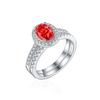 S925 prata esterlina 1.5ct chama flor de gelo corte oval combinação anel conjunto High Sense 6*8 cor tesouro alto anel de diamante de carbono