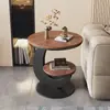 Sala de estar sofá italiano moderno mesa de centro de lujo ligero mesa redonda de doble capa de losa de roca mesa de rincón pequeña creativa comedor mesita de noche balcón