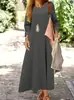 Vestido de Moda Casual de Manga Larga de Color Sólido con Dobladillo Suelto para Mujer Europeo y Americano Otoño e Invierno 2025 Sitio Independiente de Amazon