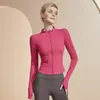Roupas de Yoga Roupa Esportiva Feminina Slim Fit Justa Manga Longa Cardigan Alta Elasticidade Respirável Ciclismo ao Ar Livre Levantamento de Peso Corrida Fitness