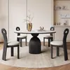 Mesa Redonda de Madeira Maciça Doméstica Pequeno Apartamento Mesa de Jantar Meio Antiga Nórdica Francesa Retrô Mesa de Jantar de Placa de Rocha Redonda Branca Pura Designer