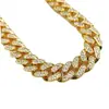 Pulsera de Cadena Cubana de Aleación Europea y Americana con Diamantes 13 mm Totalmente Diamantada Estilo Antiguo Estilo Hip-Hop Collar Chapado en Oro para Hombres y Mujeres