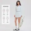 Traje Deportivo Transfronterizo para Mujer Solapa Manga Larga Secado Rápido Delgado Cuello en V Camisa Polo Superior Fitness Aspecto Adelgazante Falda de Tenis