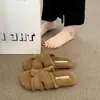 Chinelos peludos populares para mulheres, novo modelo 2025, casuais, antiderrapantes, para gestantes, chinelos slip-on moda preguiçosa, atacado