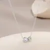 Corrente para Clavícula Elegante com Zircônia Banhada a Ouro Real Design de Nicho Feminino Colar com Pingente Redondo Geométrico Colar Versátil
