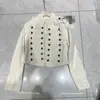 Top Largo de Manga Larga Estilo Palacio Retro Europeo con Botones Decorativos Moda Otoño e Invierno 2026 Chaqueta Corta de Mezclilla con Cuello Alto