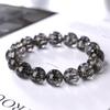 Pulsera de Cristal para Cabello Negro, Cristal de Energía Natural para Cabello, Pulsera de Cristal para Cabello Translúcido Policristalino, Joyería de Cristal para Hombres y Mujeres