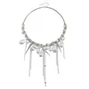 Joyería Transfronteriza Europea y Americana Estilo Dulce Fresco Sexy Collar Cónico de Perlas para Mujer Metal Estilo Industria Pesada Ins Gargantilla con Borlas