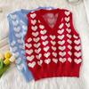 2026 Otoño e Invierno Mujeres Amor Rojo Chaleco Corto Suéter Holgado Ropa Exterior Estilo Coreano Top de Punto Grueso
