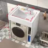 Armario compacto para lavandería de balcón con fregadero integrado, armario para lavadora de carga superior con tabla de lavar, mueble de baño