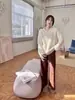 Suéter Pulôver Casual Macio Preguiçoso Estilo Japonês, Novo Suéter de Tricô com Gola V de Pele Sintética de Visão