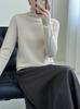 Cómodo y Suave 30% Cachemir Simple y Cómodo Versión Limpia Cuello Alto Manga Larga Tejido para Mujer Simple Color Puro Camiseta Básica
