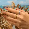 Anel Clássico Europeu e Americano Xadrez Diamante Dupla Fileira Feminino Aço Titânio Design Ins Quadrado Literário Anel Xadrez